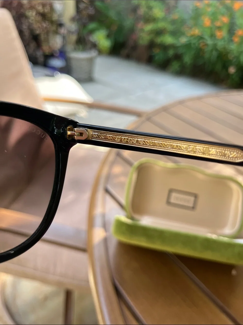 Gucci Black Frame Sunglasses with Brown Gradient Lenses - Picture 6 of 15